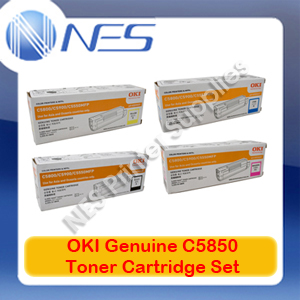 OKI Genuine 43865725-43865728 BK/C/M/Y (Set of 4) Toner Cartridge for C5850/C5950/MC560